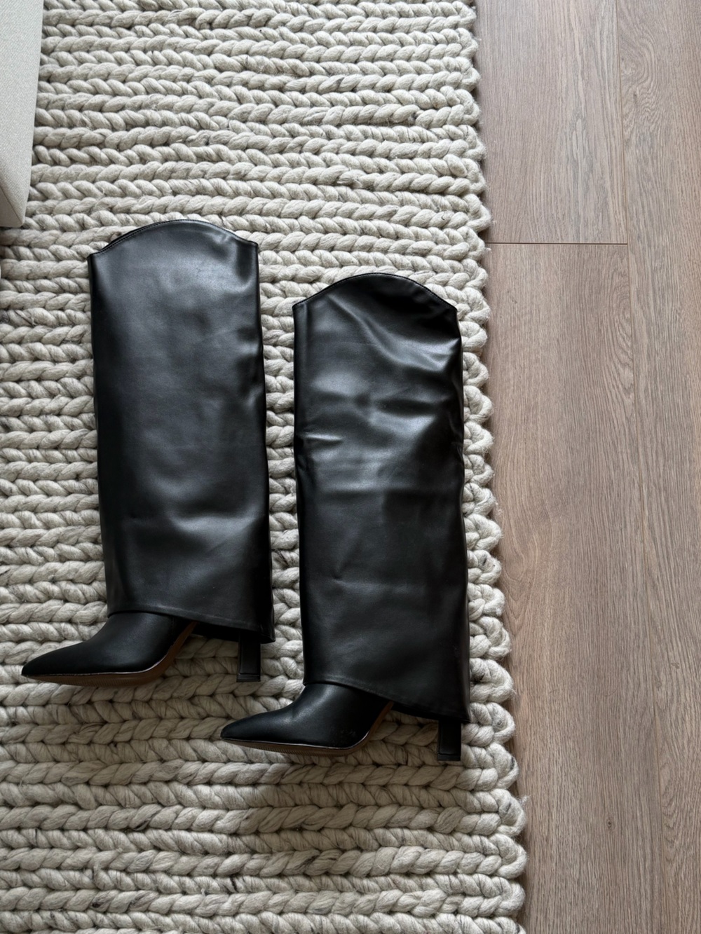 Call It Spring Black Knee-High Boots with Pointed Toe